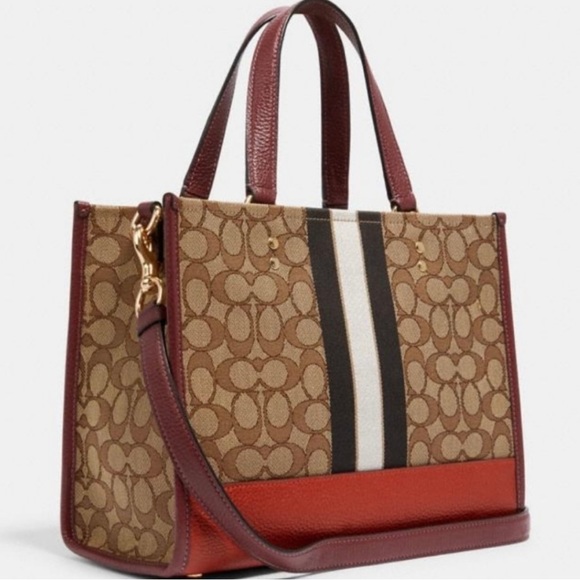 Coach Dempsey Carryall In Signature Jacquard With Stripe Tote Bag Crossbody Bag - Picture 5 of 7